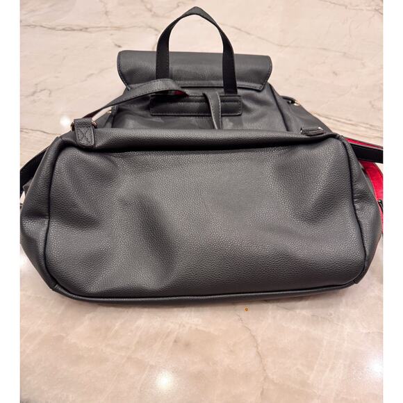 Paul's Boutique London Backpack Black Faux Leather City Minimalist Dark Academia - Picture 5 of 11
